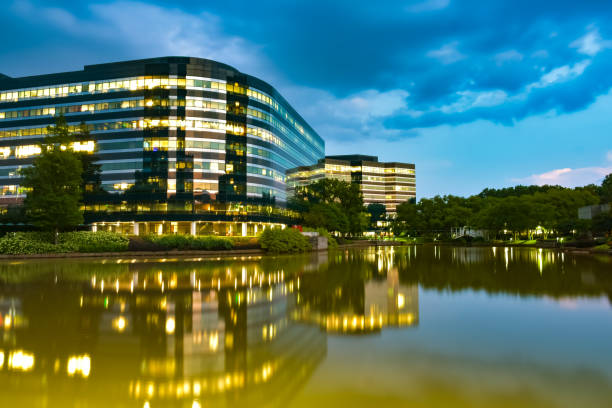 istock Office Building By The Lake 2164688539