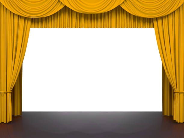 istock Luxury stage or windows curtains, realistic 3D illustration 2164694967