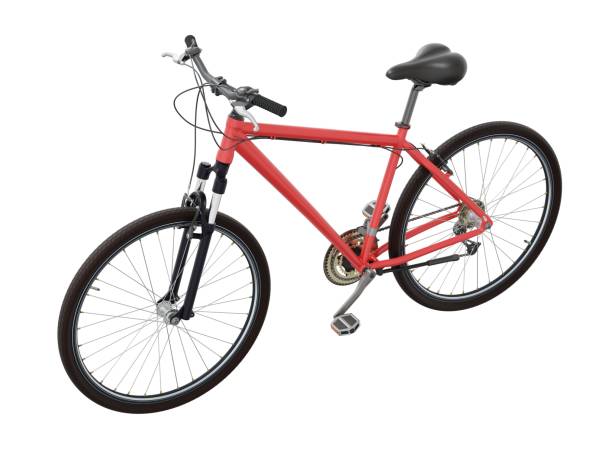 istock Red bicycle, side top view isolated on white background, 3D illustration 2164695612
