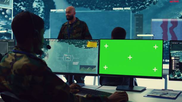 istock Control room operator tracking all ships anchoring along the coast line 2164703944