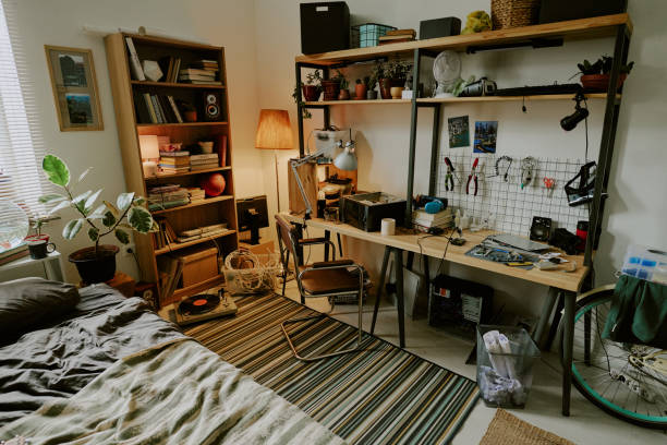istock Workspace in Dormitory Room of College 2164708476