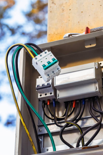 istock Electricity equipment. 3-phase automatic electric switch for installation in an electric panel. vertical 2164711018