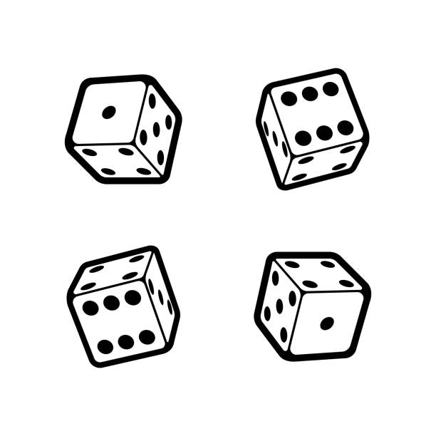 Dice in linear style isolated on white background. Vector Dice in linear style isolated on white background. Vector illustration poker card tattoos stock illustrations