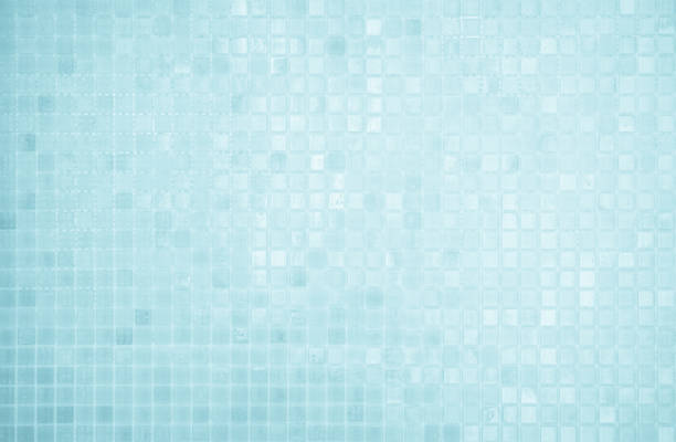 istock Blue light ceramic wall chequered and floor tiles mosaic background in bathroom, kitchen. Design pattern geometric with grid wallpaper texture decoration pool. Simple seamless abstract surface clean. 2164712418