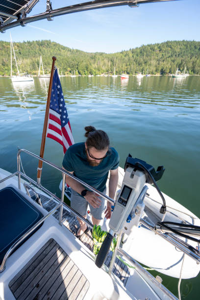 istock Man organizes sailboat 2164713608