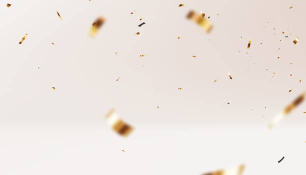 istock Gold confetti and ribbon background, isolated on transparent background 2164715401