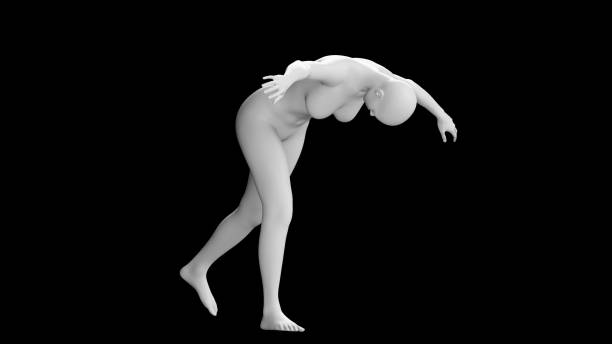 istock Female Mannequin in Leaning Pose Isolated on Black Background. Side View 2164720862
