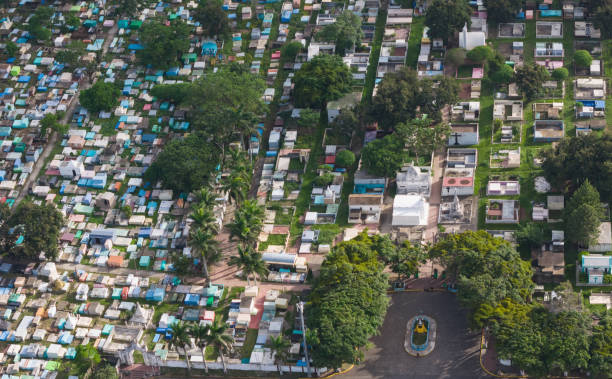 istock Big cemetery aerial drone view 2164721065