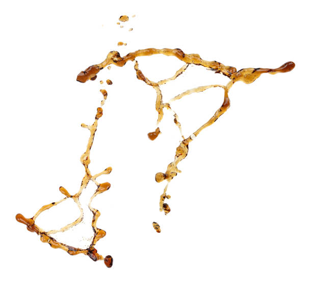 istock Splash soyu soy sauce coffee drink texture graphic resource elements. Coffee drink Shape form droplet of espresso splashes into drop cola line tube attack fluttering in air and stop motion freeze shot 2164724065