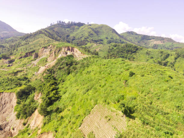 istock mountain slopes with holes due to mining 2164724812