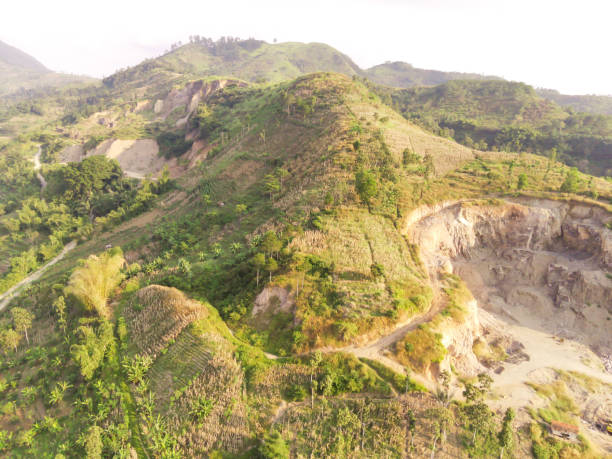 istock mountain slopes with holes due to mining 2164724985