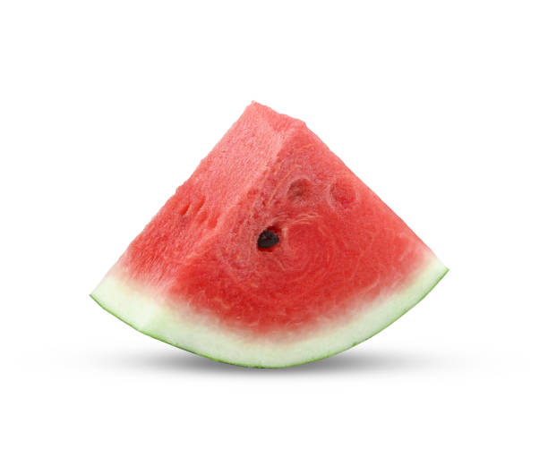 istock Red watermelon sliced on white blackground 2164729662