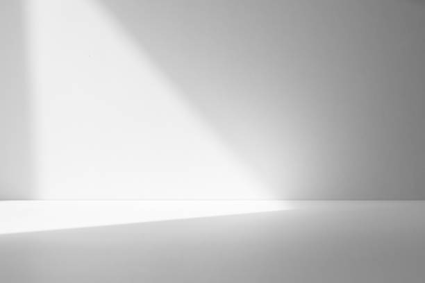 istock Studio style background wall decoration presentation uses white tones. with shadows cast from a nearby window, concept creating a decorative backdrop. 2164733795