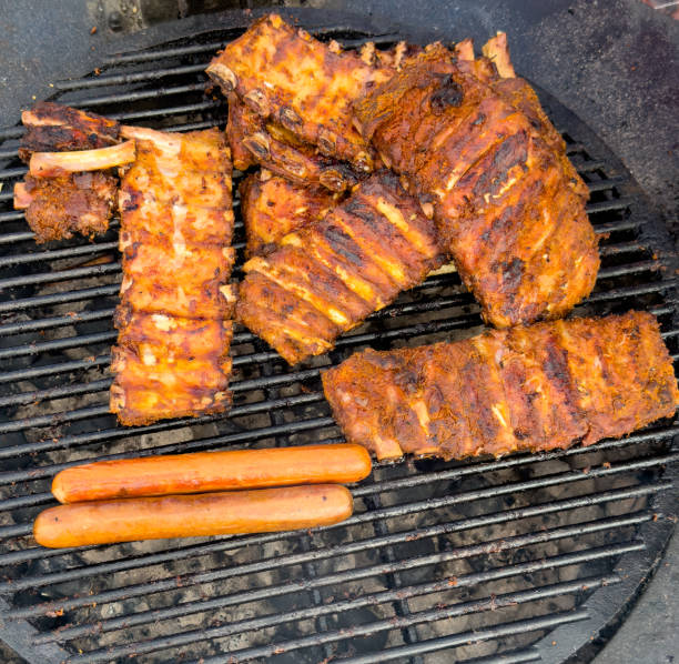 raw pork ribs to be prepared on grill