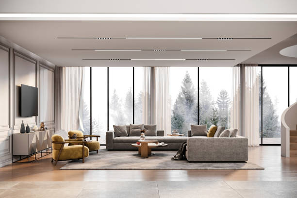 istock Modern villa living room interior 2164743254