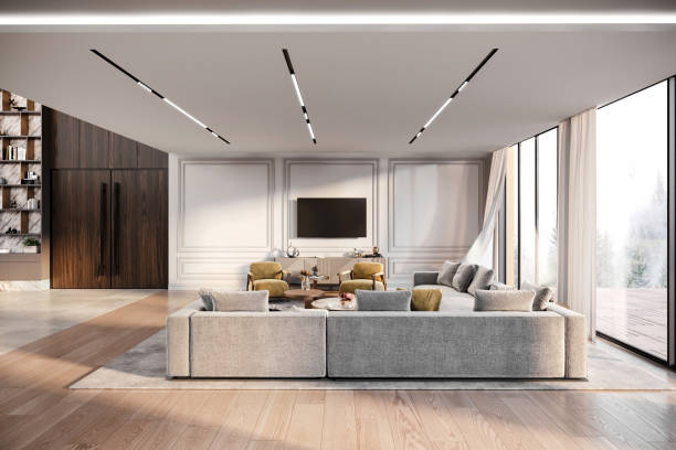 istock Modern  villa living room interior 2164743291