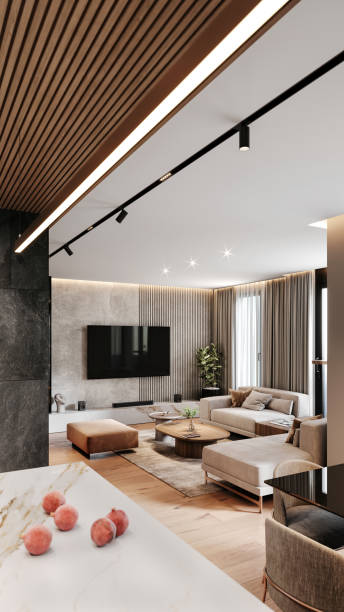 istock Modern apartment living room interior 2164743454