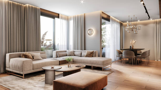 istock Modern apartment living room interior 2164743456
