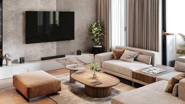 istock Modern apartment living room interior 2164743461