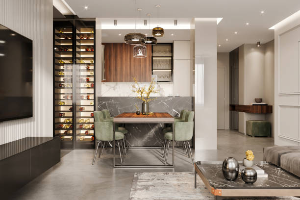istock Modern apartment living room interior 2164743554