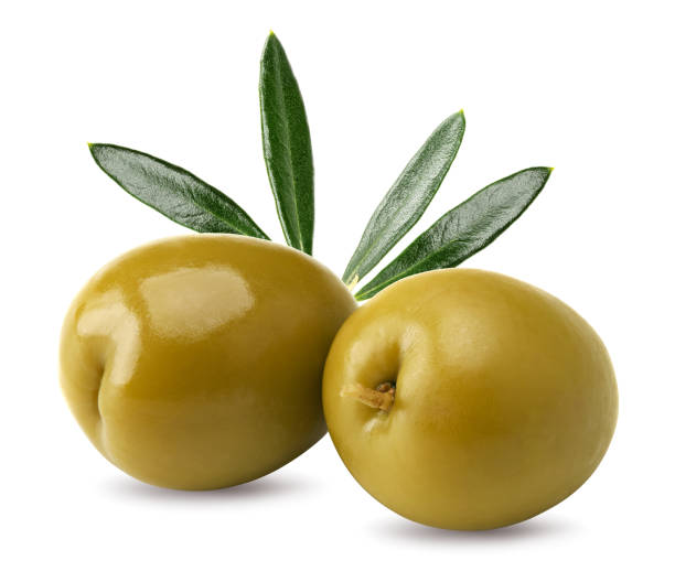 istock Marinated green olives isolated on white background. clipping path 2164744249