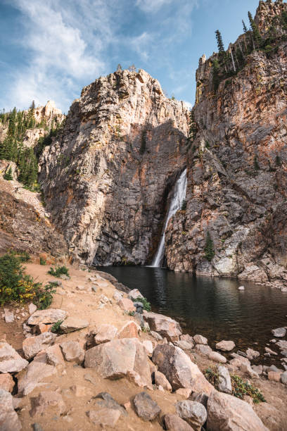 istock waterfall from the rocks in Montana 2164747151