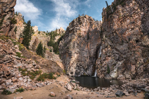 waterfall from the rocks in Montana