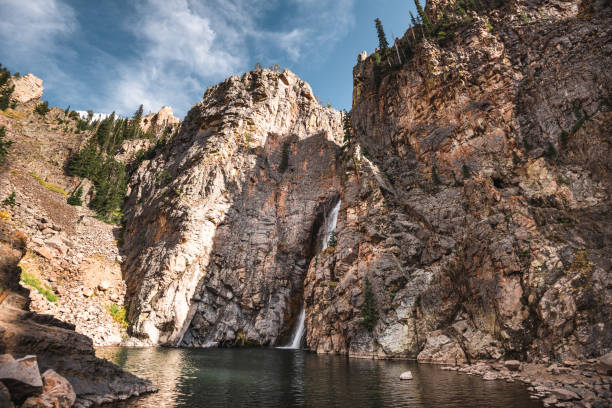 istock waterfall from the rocks in Montana 2164747282