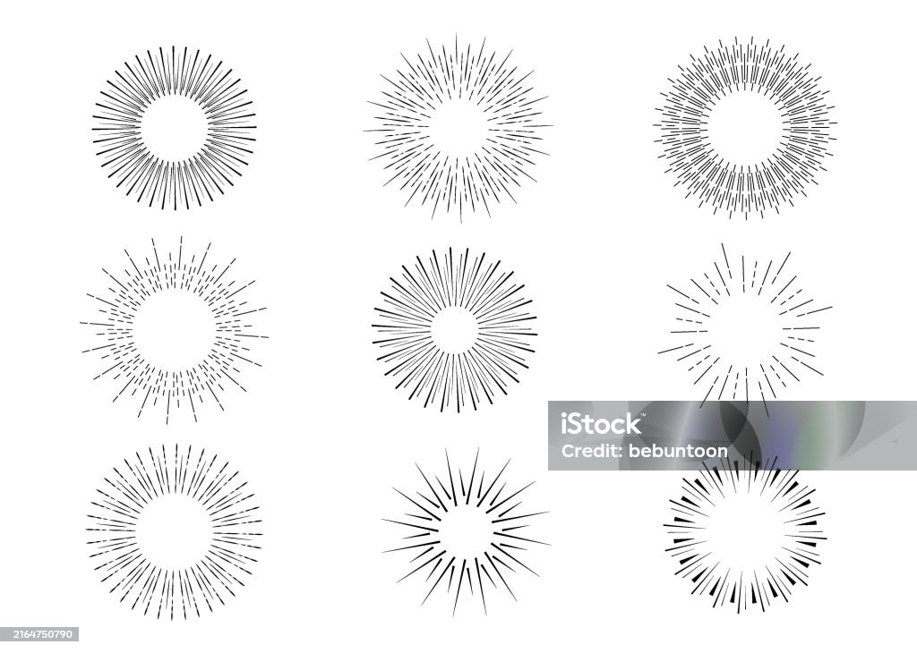 Sunburst Collection Bursting Sun Rays Fireworks Stock Illustration ...