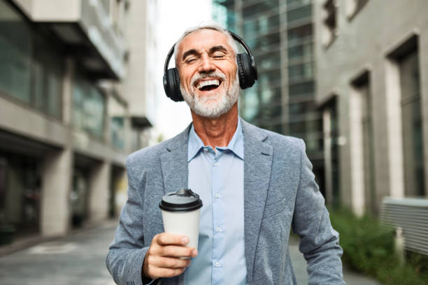 Businessman with Coffee and Headphones