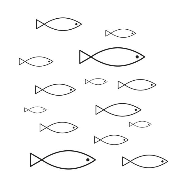 istock Abstract Fish Pattern. Vector Aquatic Design. Minimalist Fish Shapes. Marine Life Illustration. 2164753156