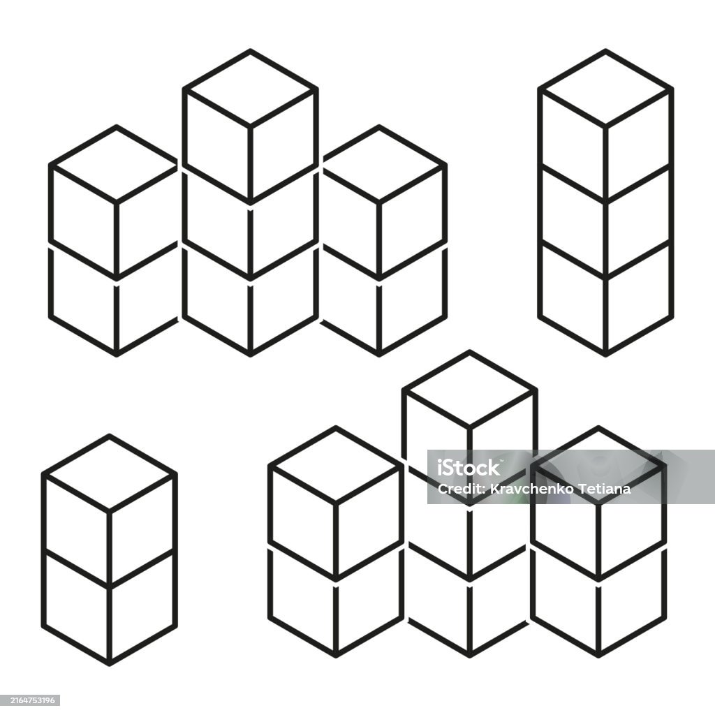 Stacked Cubes Geometric Vector Blocks 3d Isometric Design Modern ...