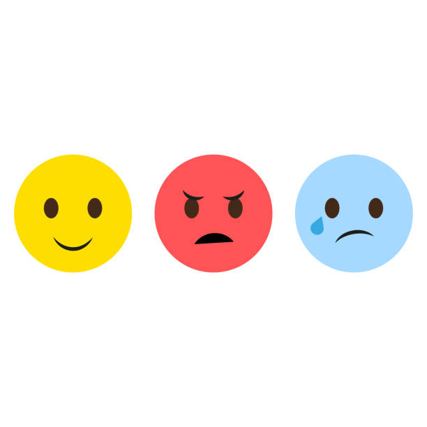 istock Happy, angry, sad. Three emoji faces. Colorful emotion icons. Vector illustration. 2164753852
