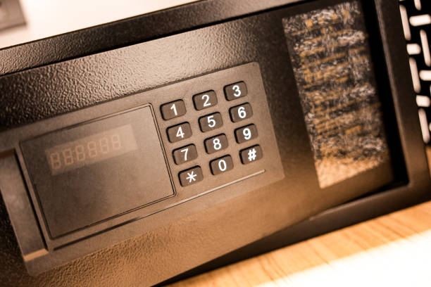 istock Metal safe in hotel room 2164756944