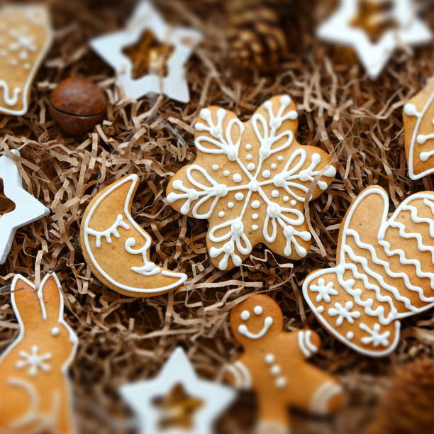 Christmas Cookies. Handmade Gift. Ney Year Concept. Top View. Vertical Photo