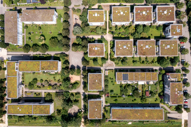 istock Apartment buildings from above 2164768271