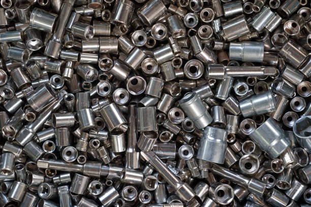 Bolts and nuts lined up