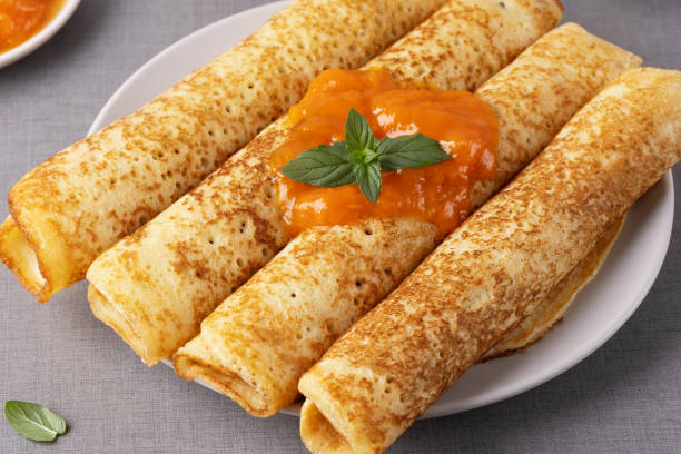 Crepes with homemade apricot jam