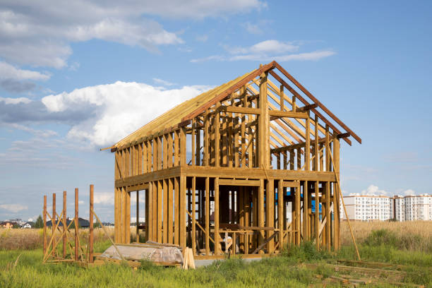 istock The wood frame of the house construction. 2164775269