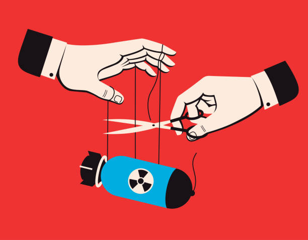 Nuclear Threat Nuclear weapon in the wrong hands nuclear missile stock illustrations