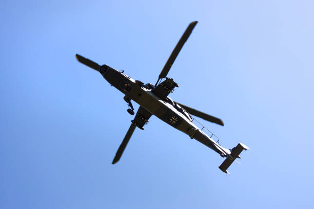 fritzlar, hesse, germany - 29 07 2024: the german attack helicopter tiger in the sky