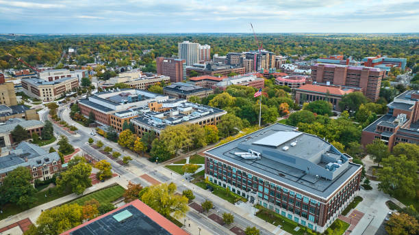 istock Aerial Downtown Ann Arbor with University Campus in Autumn 2164781845