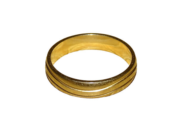 istock Gold wedding ring isolated on white background 2164792130