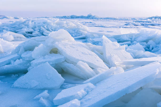 istock Winter landscape photo with ice hummocks and snow 2164796604