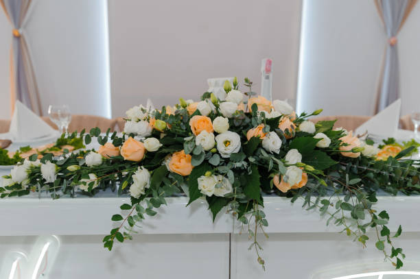 istock Wedding arch with multi-colored flowers. Wedding decorations 2164797139