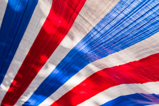 French flag, Red, white, and blue plastic woven fabric