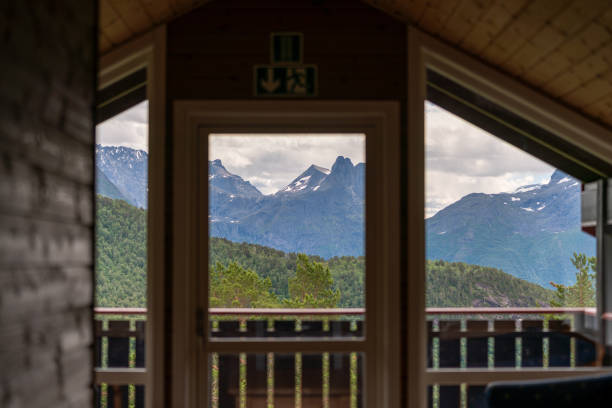 istock view over mountains in Andalsnes from the hut 2164805578