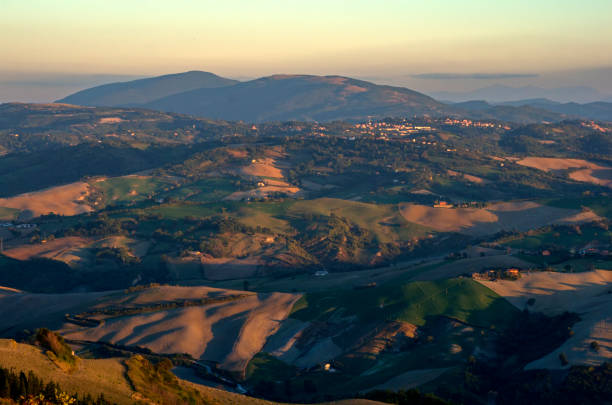 Montefeltro hilly landscape in golden hour