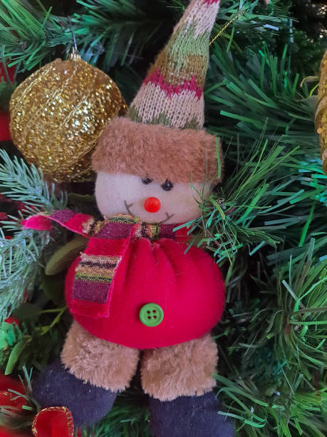 istock Happy snowman and Christmas tree background 2164814007