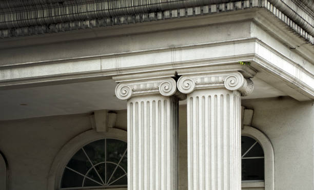 Architectural column details from old building exterior